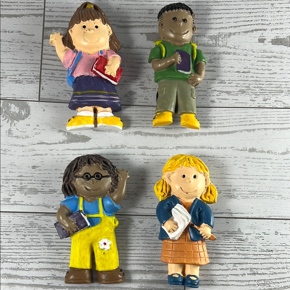 Vintage Colorful School Kids Magnet Set